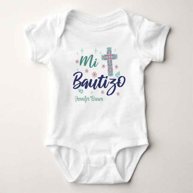 Personalized Baby Baptism, Mi Bautizo Spanish Bapt Bodysuit (Front)