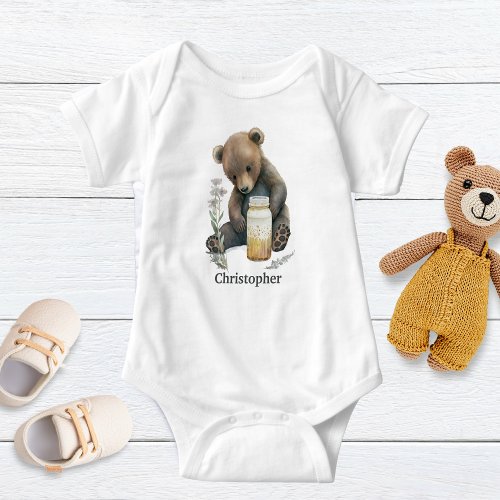 Personalized Baby Bear Baby Boy Gift Baby Bodysuit