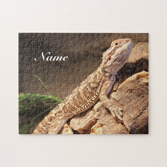 Personalized Baby Bearded Dragon Lizard Jigsaw Puzzle (Horizontal)