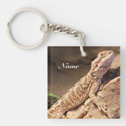 Personalized Baby Bearded Dragon Lizard Keychain