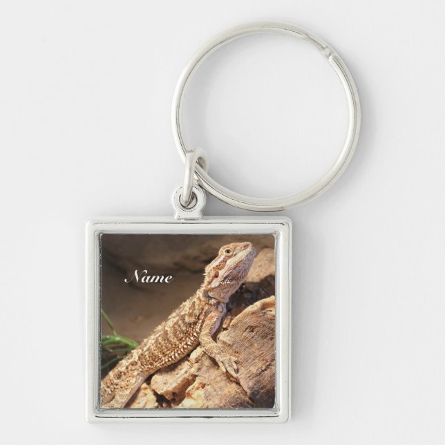 Personalized Baby Bearded Dragon Lizard Keychain (Front)
