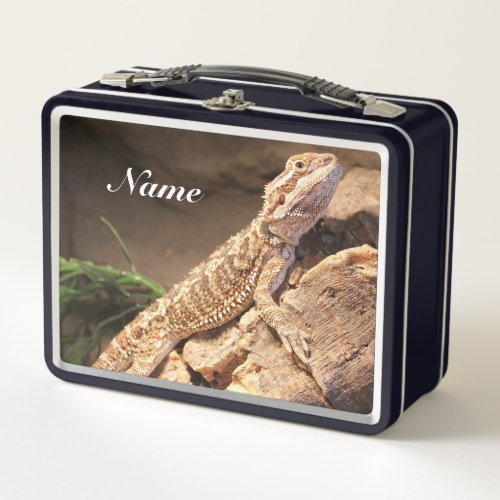 Personalized Baby Bearded Dragon Lizard Metal Lunch Box