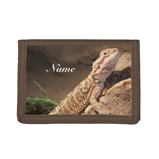 Personalized Baby Bearded Dragon Lizard Trifold Wallet (Front)