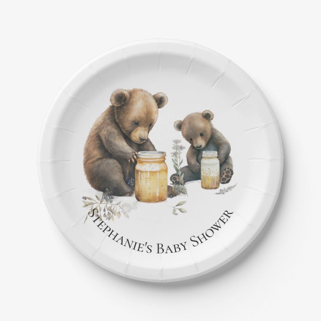 Personalized Baby Bear's Honey Baby Shower Plates (Front)