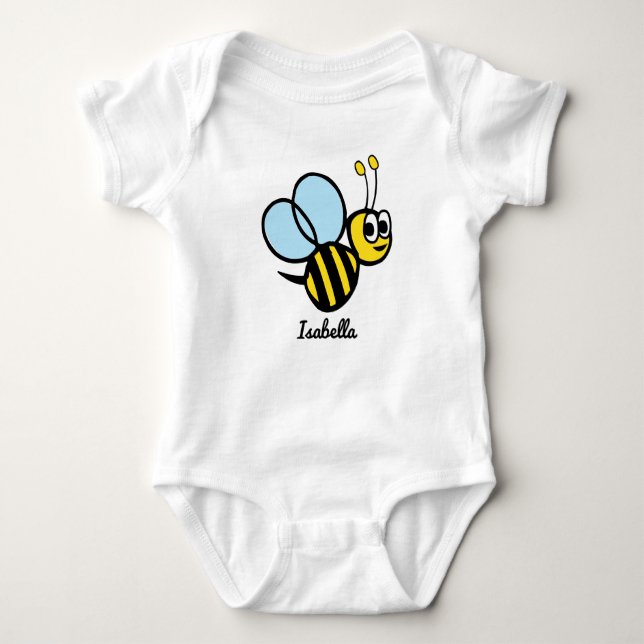 Personalized Baby Bee Cute Yellow Bumblebee Baby Bodysuit (Front)
