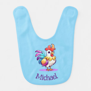 Personalized Baby Bib for Boys Cute Rooster