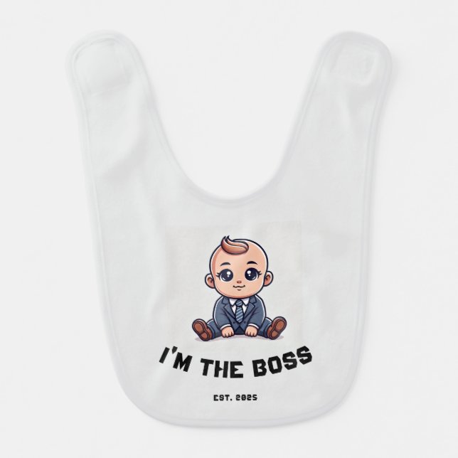 Personalized Baby Bib – "I'm the Boss" (Front)