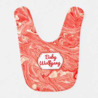 Personalized Baby Bib – Red Marble Swirl Design