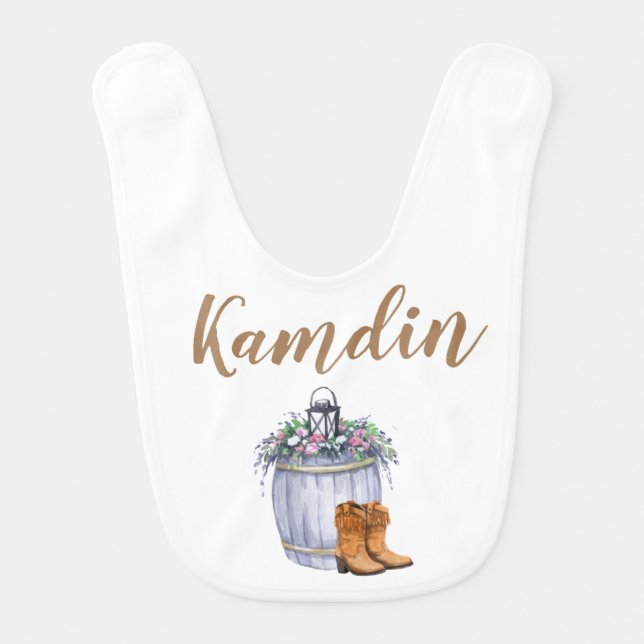 Personalized Baby Bib Summer Country Wedding Rusti (Front)