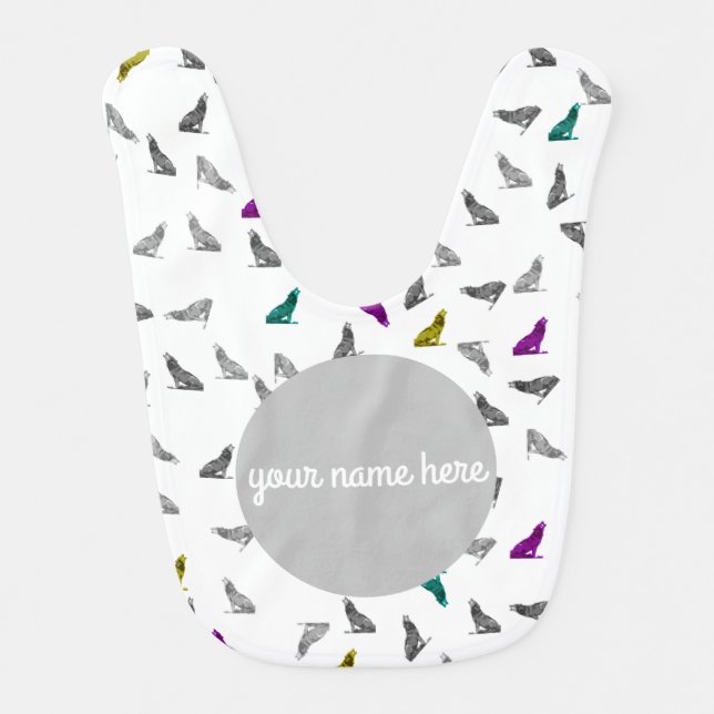 Personalized Baby Bib with Howling Wolves (Front)
