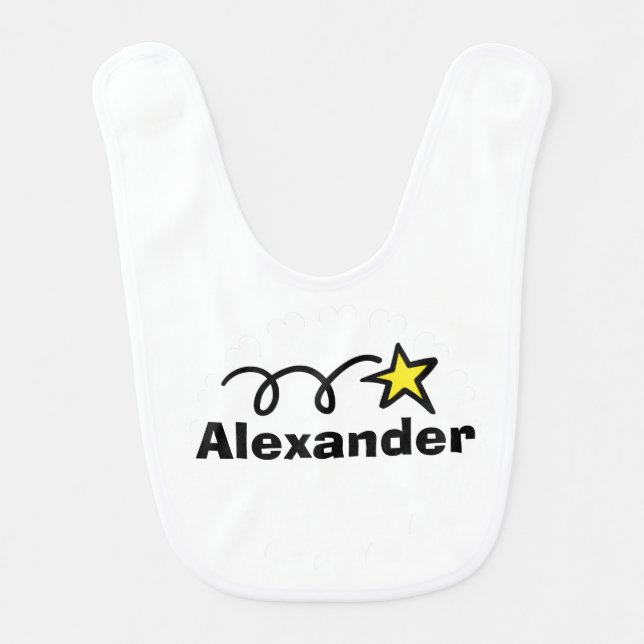 Personalized baby bib with name and cute star (Front)