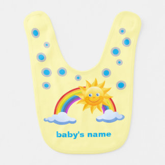 Personalized Baby Bib with Rainbow and Sun