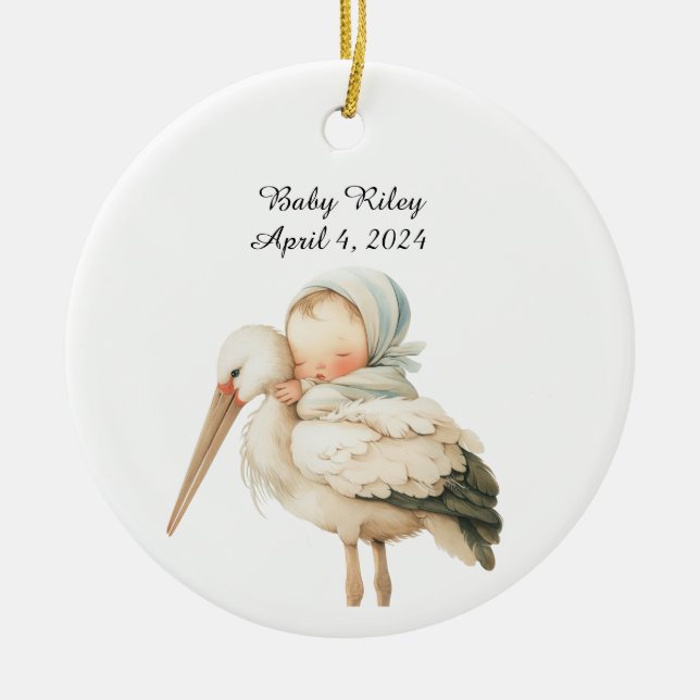Personalized Baby Birth Announcement Ornament (Front)
