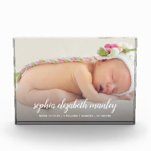 Personalized Baby Birth Announcement Photo Block
