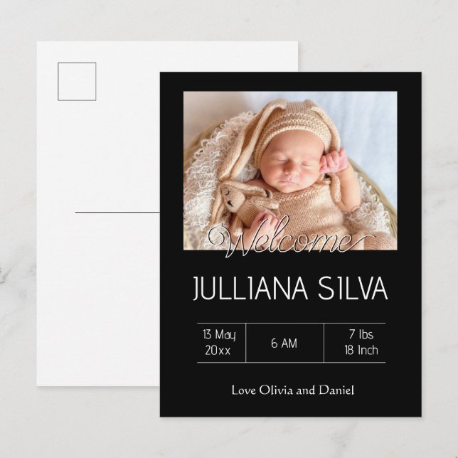 personalized baby Birth announcements  (Front/Back)