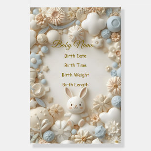 Personalized Baby Birth Poster – Cute Bunny Nurser