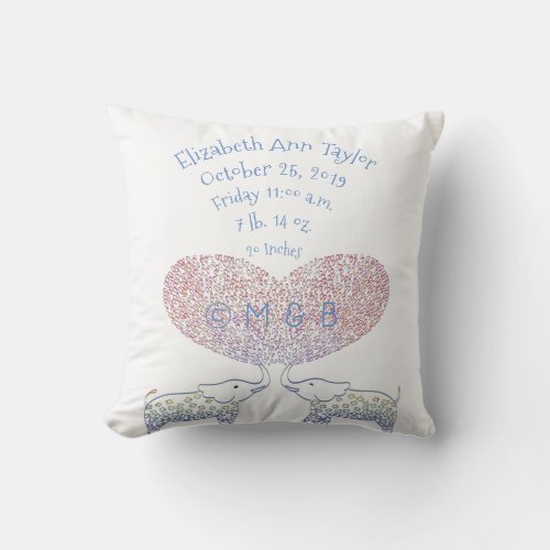 Personalized Baby Birth Record Stats Tons of Love Throw Pillow