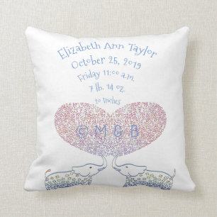 Personalized Baby Birth Record Stats Tons of Love Throw Pillow