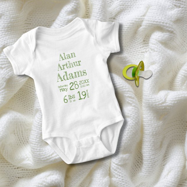 Personalized Baby Birth Stats Bodysuit | Green (Creator Uploaded)