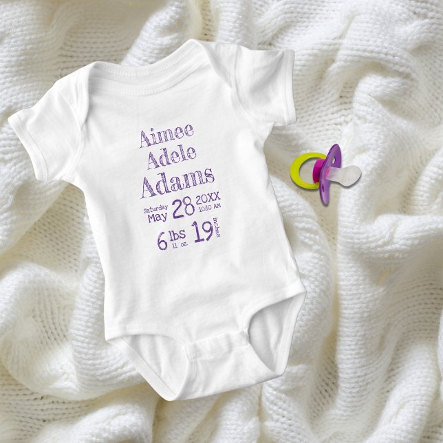 Personalized Baby Birth Stats Bodysuit | Purple (Creator Uploaded)