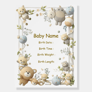 Personalized Baby Birth Stats Nursery Wall Art Foam Board