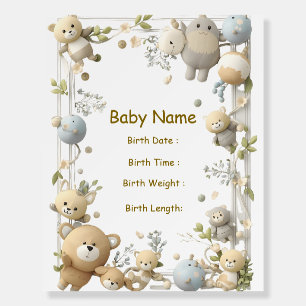 Personalized Baby Birth Stats Nursery Wall Art Foam Board
