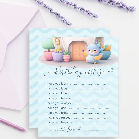 Personalized Baby Birthday Wish Card with Dragon