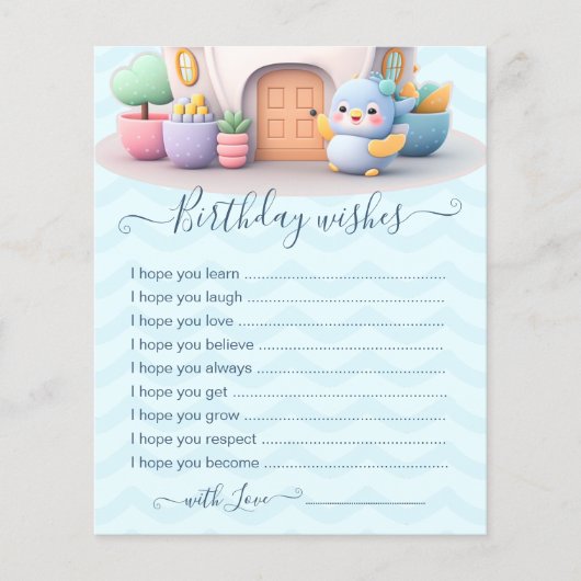 Personalized Baby Birthday Wish Card with Dragon (Front)