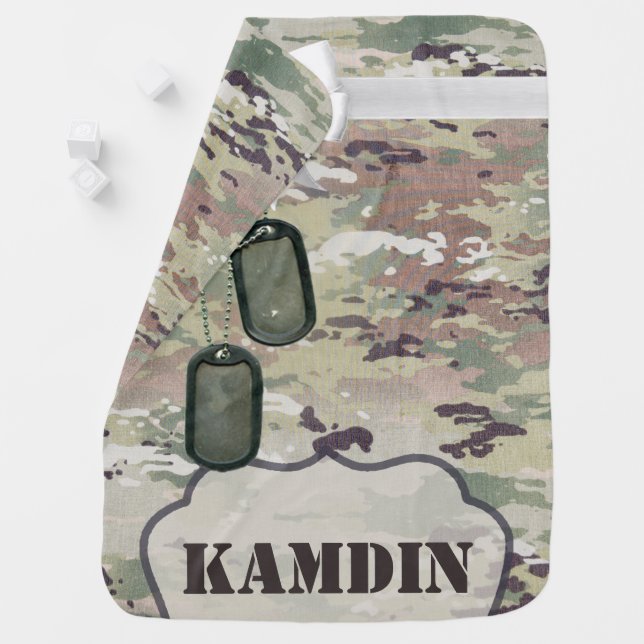 Personalized Baby Blanket Army OCP Camo Uniform (In Situ)