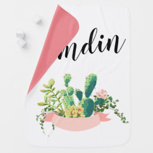 Personalized Baby Blanket Bohemian Cactus Succulen