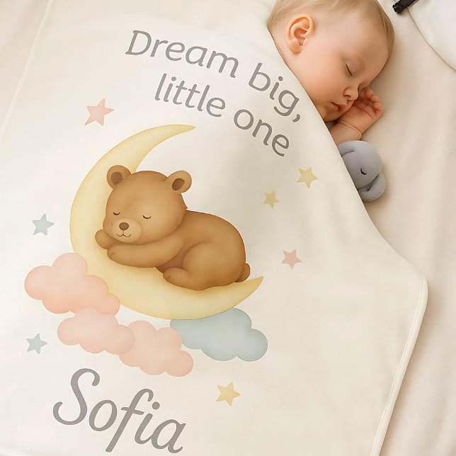Personalized Baby Blanket – Boho Sleeping Bear (Creator Uploaded)