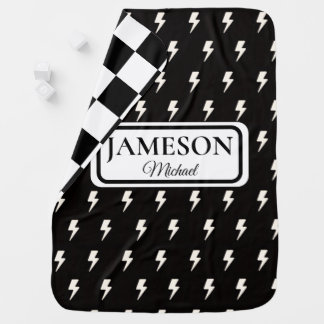 Personalized Baby Blanket Bolts and Checkers
