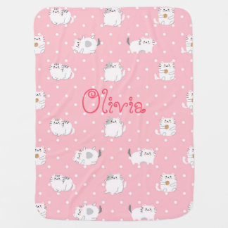 Personalized Baby Blanket – Cute Pink Cat Design