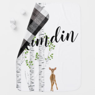Personalized Baby Blanket Deer Doe Buck Forest Woo