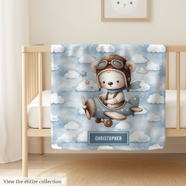 Personalized Baby Blanket Featuring Pilot Bear (Personalized Baby Blanket Featuring Pilot Bear)