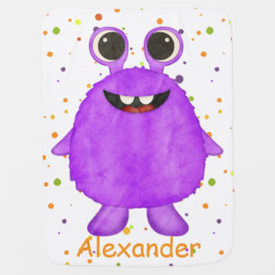 Personalized Baby Blanket Fluffy Purple Monster
