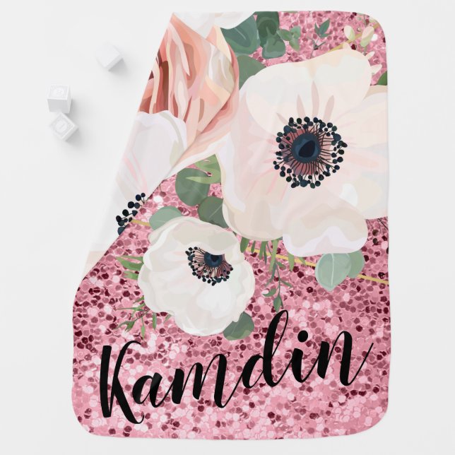 Personalized Baby Blanket Geometric Garden Rose (In Situ)