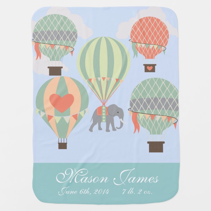 Personalized Baby Blanket Hot Air Balloon Elephant Zazzle