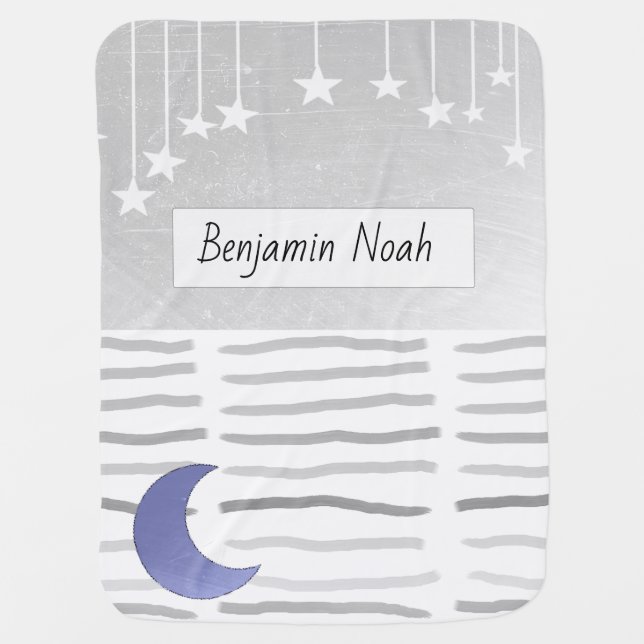 Personalized Baby Blanket Moon and Stars themed (Front)
