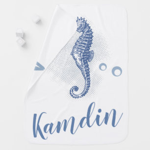 Personalized Baby Blanket Seahorse Ocean Beach