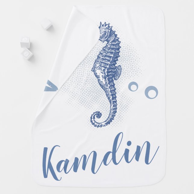 Personalized Baby Blanket Seahorse Ocean Beach (In Situ)