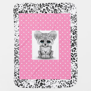 Personalized Baby Blanket/Snow Leopard Swaddle Blanket
