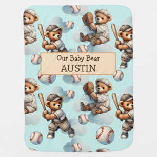 Personalized Baby Blanket – Watercolor Teddy Bears