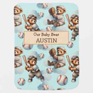 Personalized Baby Blanket – Watercolor Teddy Bears