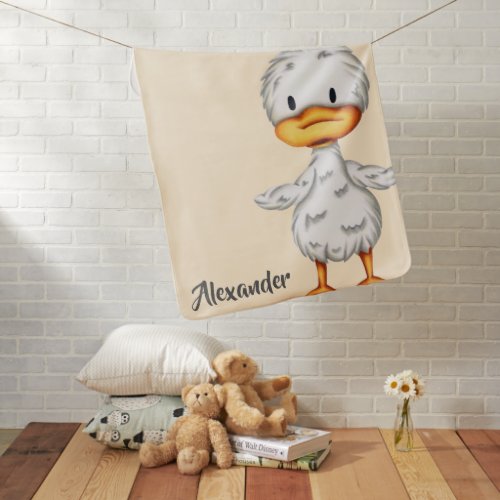 Personalized baby blanket with a little duckling