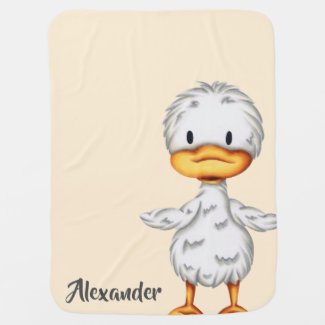 Personalized baby blanket with a little duckling