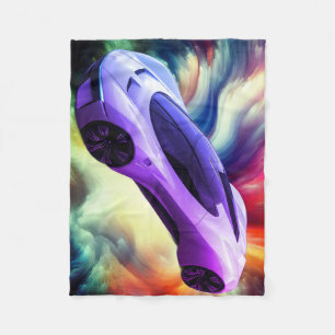 Personalized Baby Blanket With a Purple Car on It