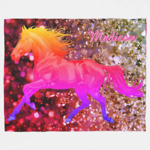 Personalized Baby Blanket With a Rainbow Horse