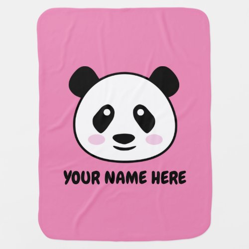 Personalized baby blanket with cute panda bear