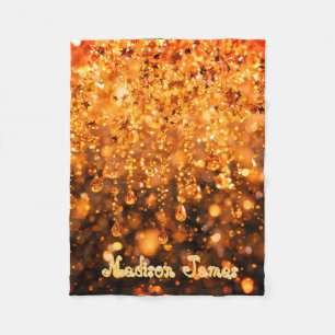 Personalized Baby Blanket With Gold Faux Sparkle 